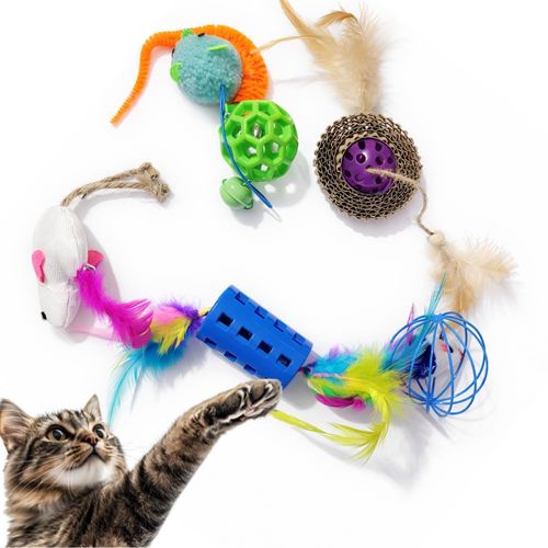 Kit 3 Brinquedos para Gato Estimulação Mental e Física, Combate Tédio e Estresse Kit 3 Brinquedos para Gato Estimulação Mental e Física, Combate Tédio e Estresse