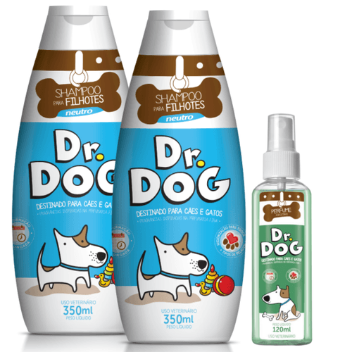 Kit de banho filhote pet: 2Shampoos Pet 350ml Neutro +Ganhe Perfume 120ml Antialérgico