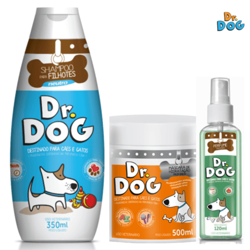 Kit banho em casa Filhotes Caes Gatos hipoalergenico Dr .Dog