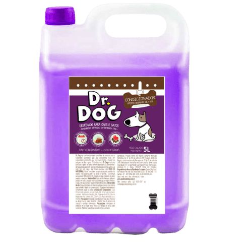 Creme Condicionador PET Cães e Gatos Dr Dog 5L Revitaliza, Desembaraça, Dá brilho