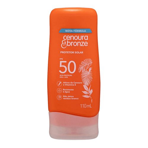 Protetor Solar Loção Fps 50 Cenoura & Bronze Frasco 110Ml