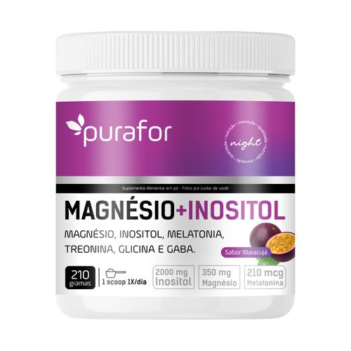 Suplemento Magnésio e Inositol 210g Purafor Noite Marcacuja