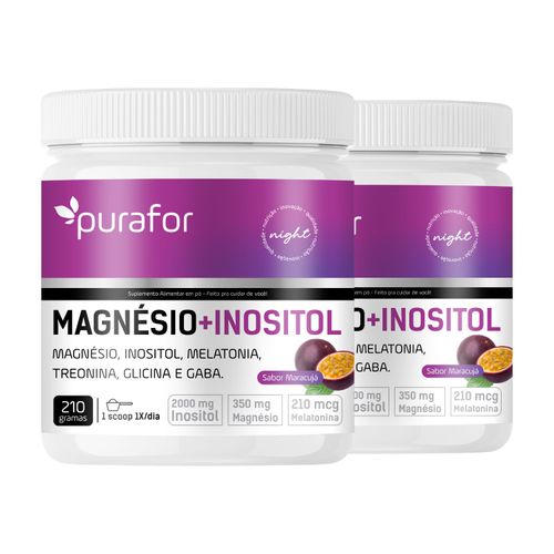 Kit 2 Magnésio e Inositol 210g Purafor Noite Kit 2 Magnésio e Inositol 210g Purafor Noite
