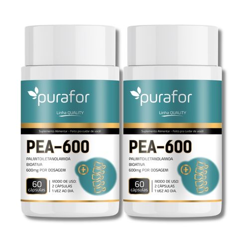 Kit 2 PEA 600 Puro Palmitoiletanolamida Bioativa 600mg Purafor – 60 Cápsulas Kit 2 PEA 600 Puro Palmitoiletanolamida Bioativa 600mg Purafor – 60 Cápsulas