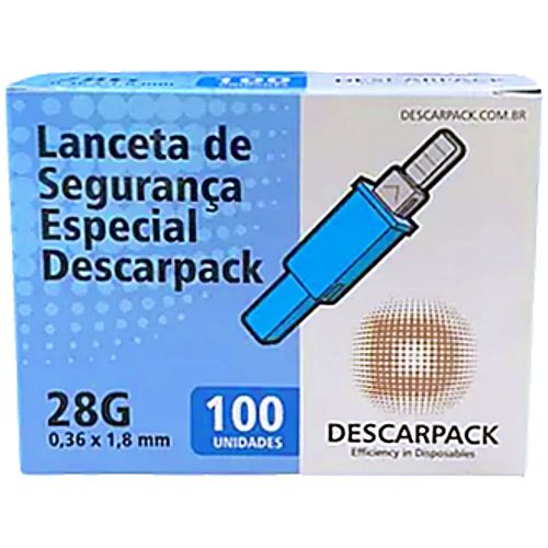 Lanceta de Segurança Especial Descarpack 28G - 100 unidades