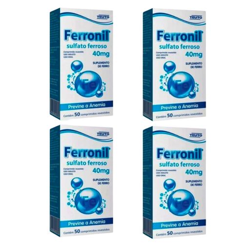Ferronil 40mg Sulfato Ferroso 50 Comprimidos Kit 4 Unidades Ferronil 40mg Sulfato Ferroso 50 Comprimidos Kit 4 Unidades