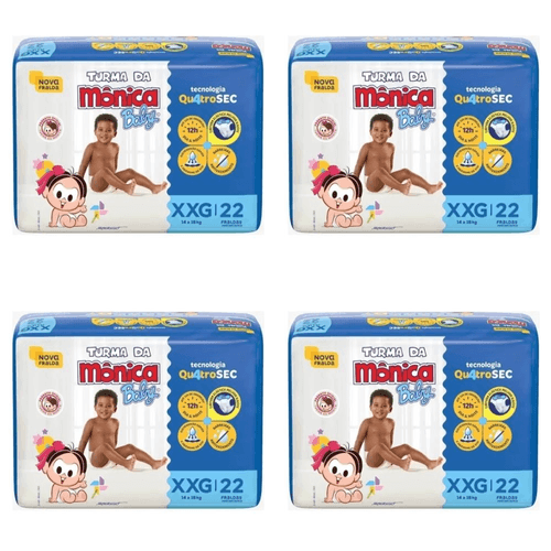 Kit 4 Fraldas Turma da Mônica Econômica XXG c/22 Unidades cada Kit 4 Fraldas Turma da Mônica Econômica XXG c/22 Unidades cada