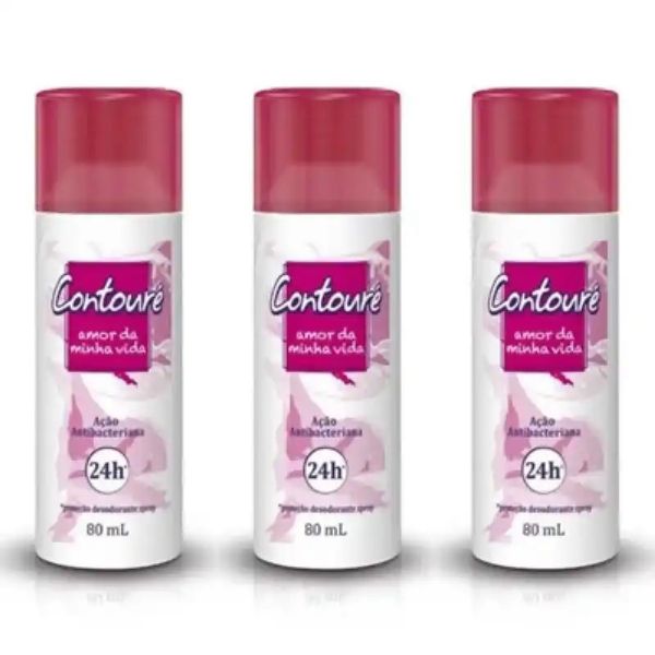 Kit c/ 3 Uniddes de Desodorante Spray Contoure 80ml Amor Vida