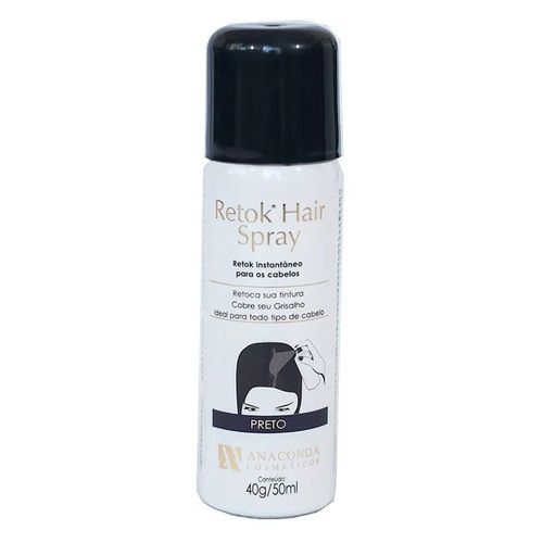 Retoque Capilar Retok Hair Spray Preto Anaconda 40g Retoque Capilar Retok Hair Spray Preto Anaconda 40g