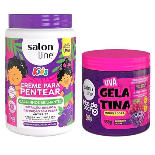 Salon Line, Kit Uva com Creme para Pentear e Gelatina #todecacho Kids Salon Line, Kit Uva com Creme para Pentear e Gelatina #todecacho Kids