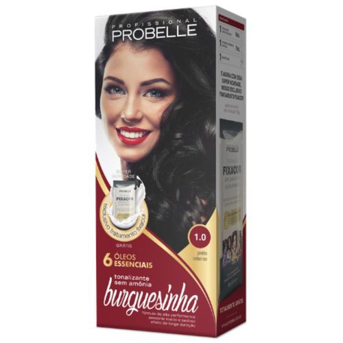 Tonalizante Burguesinha Cor: 1.0 Preto Intenso Probelle 50ml Tonalizante Burguesinha Cor: 1.0 Preto Intenso Probelle 50ml