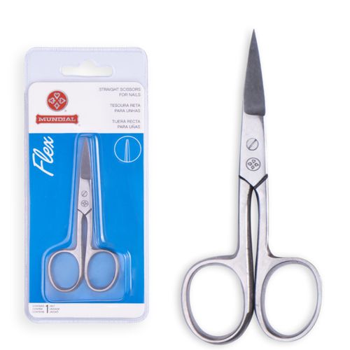 Tesoura Mundial Flex Reta Para Unhas Aço Inox BC 322 Tesoura Mundial Flex Reta Para Unhas Aço Inox BC 322