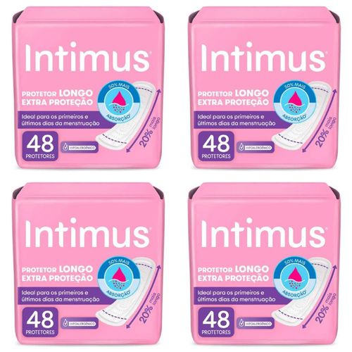 Kit com 4 Unidades de Protetor Intimus Diário Longo Extra Proteção com 48 unidades cada