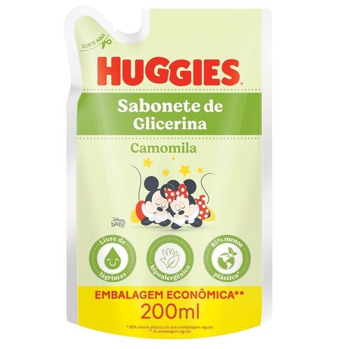 Kit com 3 Unidades de Sabonete Líquido Glicerina Huggies Camomila Refil 200ml