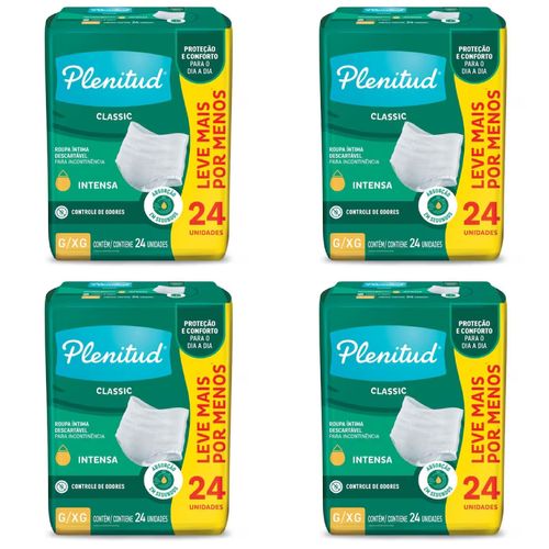 Kit com 4 Unidades de Roupa Íntima Plenitud Classic G/XG Unissex 24 Unidades cada Kit com 4 Unidades de Roupa Íntima Plenitud Classic G/XG Unissex 24 Unidades cada