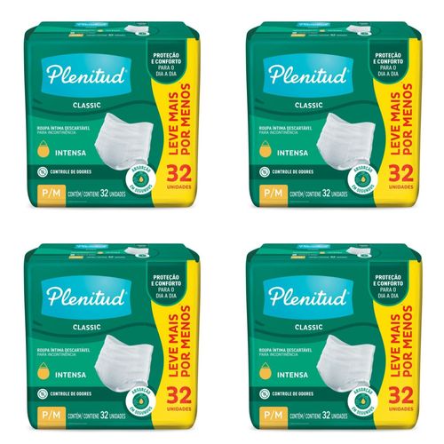 Kit com 4 Unidades de Plenitud Roupa Íntima Classic P/M 32 Unidades cada