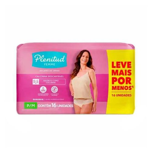 Kit com 3 Unidades de Roupa Intima Plenitud Active Mulher P/M 16 Unidades