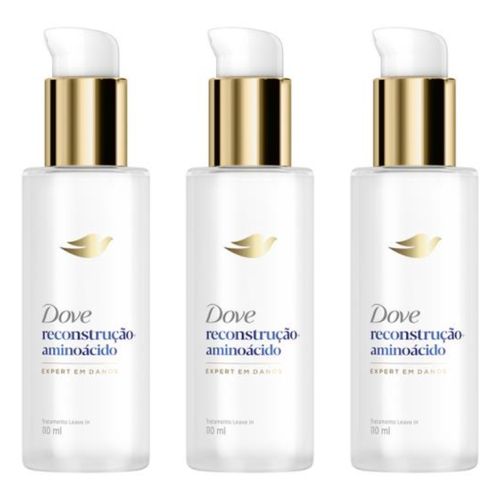 Kit com 3 Unidades de Dove Leave-In Reconstrução + Aminoácido 110ml Pump