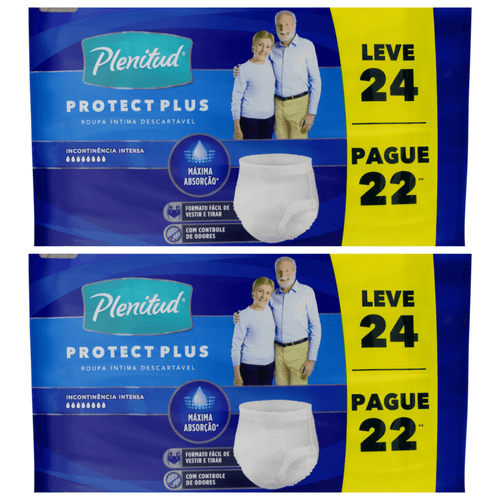 Kit com 2 Unidades de Roupa Íntima Plenitud Protect Plus P/M - 24 Unidades cada