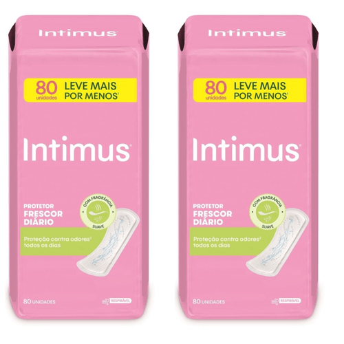 Kit com 2 Unidades de Protetor Diário Intimus Frescor Diário 80 unidades cada Kit com 2 Unidades de Protetor Diário Intimus Frescor Diário 80 unidades cada
