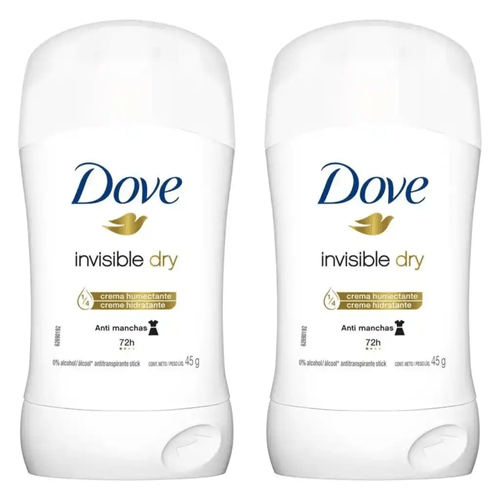 Kit com 2 Unidades de Dove Antitranspirante Stick Invisible Dry 45g
