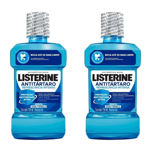 Kit com 2 Unidades de Enxaguante Bucal Listerine Antitártaro Refrescância Intensa 250ml