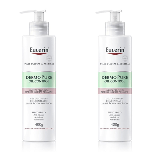Kit com 2 Unidades de Gel De Limpeza Facial Concentrado Eucerin - Dermopure Oil Control 400g