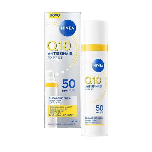 Kit com 2 Unidades de Fluido Diário Antissinais Nivea Q10 Expert FPS 50 40ml Kit com 2 Unidades de Fluido Diário Antissinais Nivea Q10 Expert FPS 50 40ml