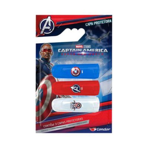 Capa Protetora Para Escova Dental Captain America Condor com 3 Unidades