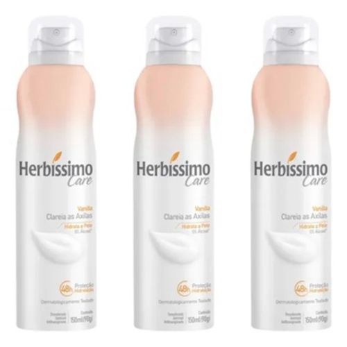 Kit c/3 Unidades de Desodorante Aero Herbissimo Care 150ml Vanilha