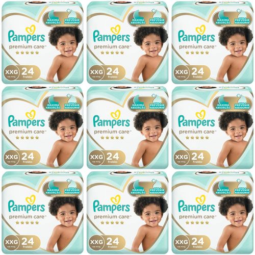 Kit 9 Fraldas Pampers P/Care Xxg c/24 Unidades cada