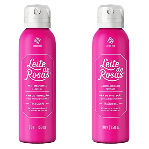 Kit c/2 Unidades de Desodorante Leite Rosa Aerosol Tradicional 150Ml cada
