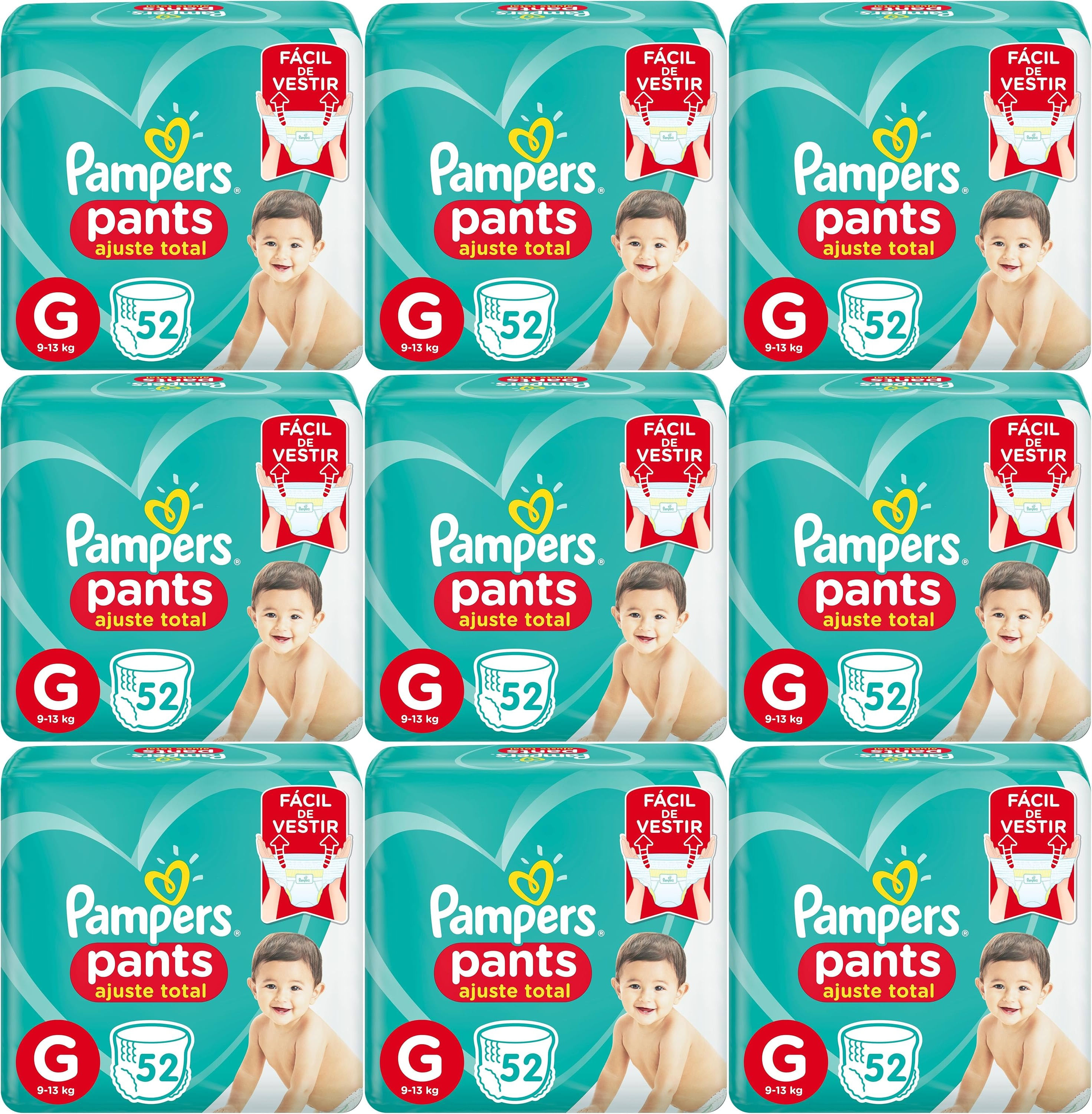 Kit 9 Fraldas Pampers Pants G c/ 52 Unidades cada