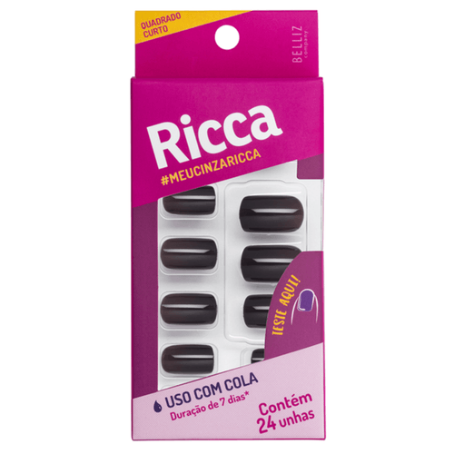 Unhas Autoadesivas Cinza Urban Ricca Unhas Autoadesivas Cinza Urban Ricca