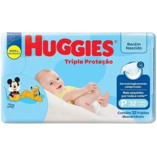 Kit 9 Fraldas Huggies Tp Jumbo (P) 32 Unds