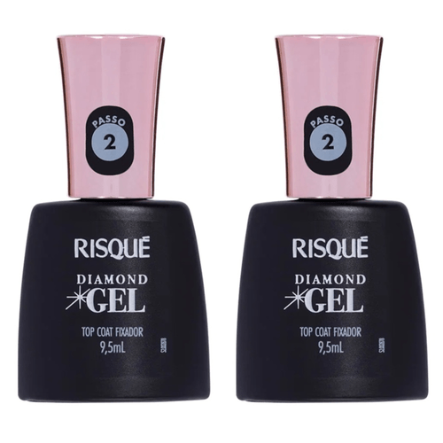 Kit c/2 Esmalte Risque Diamond Gel Fixador Top Coat