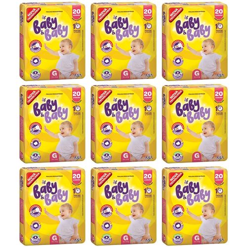 Kit 9 Fraldas Baby&Baby Econômica (G) c/20 Unidades cada Kit 9 Fraldas Baby&Baby Econômica (G) c/20 Unidades cada