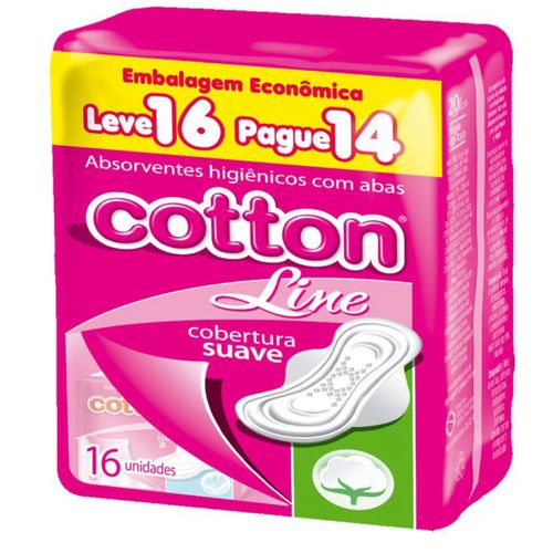 Absorvente Cotton C/Abas Suave 16 unidades