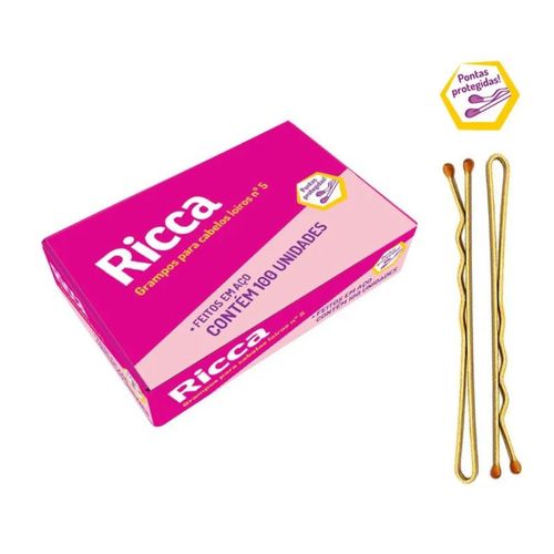 Grampo Para Cabelo Nº5 Loiro Caixa C/ 100Pcs Ricca