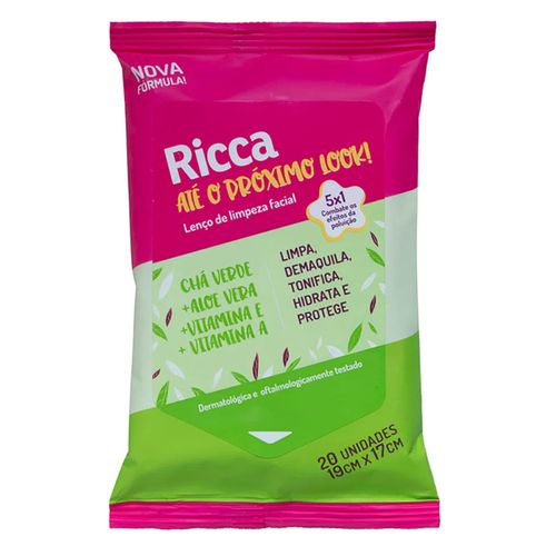 Lenço De Limpeza Facial Ricca 20Pcs Lenço De Limpeza Facial Ricca 20Pcs