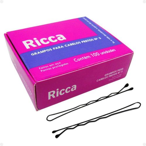 Grampo Para Cabelo Nº5 Preto Caixa C/ 100Pcs Ricca Grampo Para Cabelo Nº5 Preto Caixa C/ 100Pcs Ricca