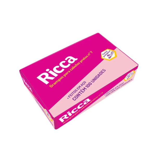 Grampo Para Cabelo Nº7 Preto Caixa C/ 100Pcs Ricca