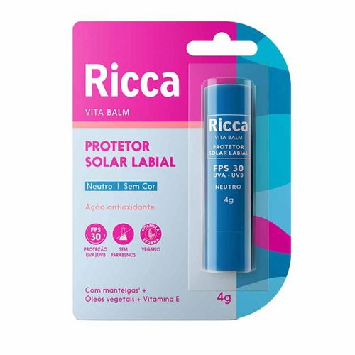 Protetor Solar Labial Neutro Ricca Fps30 Blister