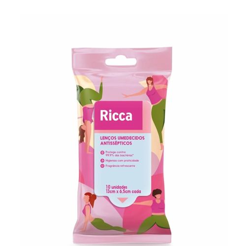 Lenços Antissepticos Ricca Rosa 10 Pcs Lenços Antissepticos Ricca Rosa 10 Pcs