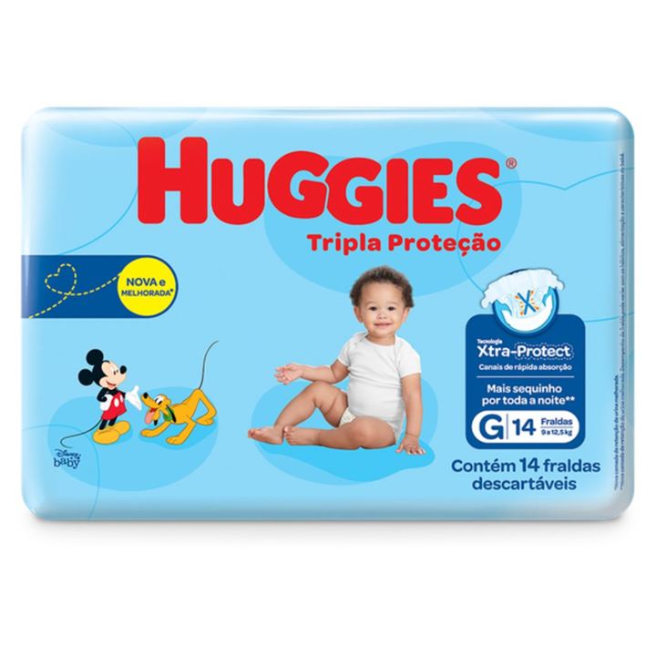Fralda Huggies Tripla Proteção Jumbinho (G) 14 Unidades