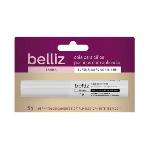 Cola Para Cilios Belliz 48Hrs Branca Com Aplicador