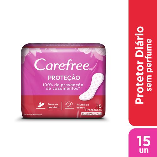Carefree Protetor Diário Proteção Sem Perfume 15 Unidades