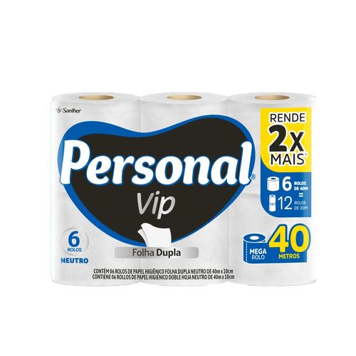 Papel Higiênico Personal 40 Metros c/6 Unidades Folha Dupla Neutro Papel Higiênico Personal 40 Metros c/6 Unidades Folha Dupla Neutro