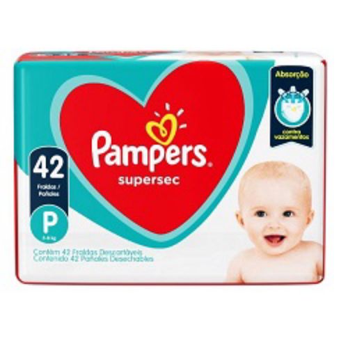 Fraldas Pampers Supersec Mega P c/42 Unidades