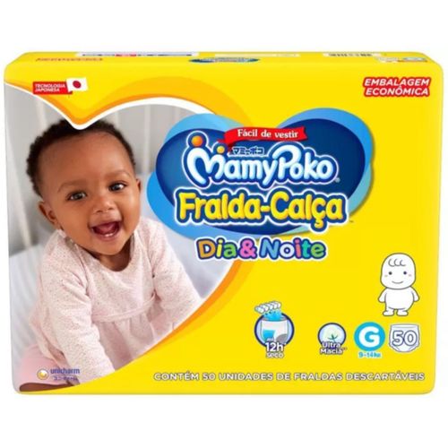 Fralda Calça Descartável Dia&Noite MamyPoko G c/50 unidades